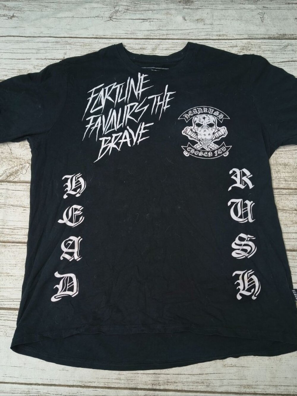 Headrush Fortune Favours The Brave Double Sided T Shirt Size Large